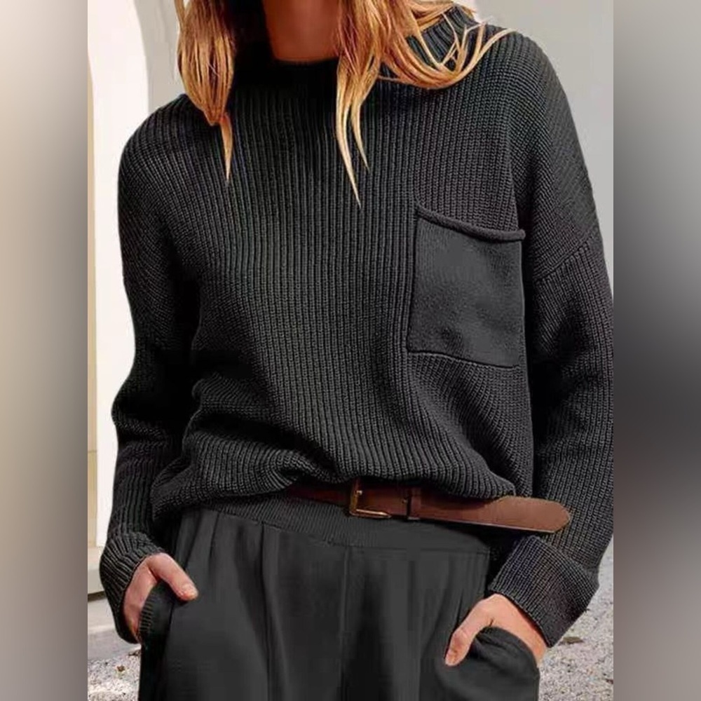 Pocket Detail Dropped Shoulder Sweater - Picture 4 of 11
